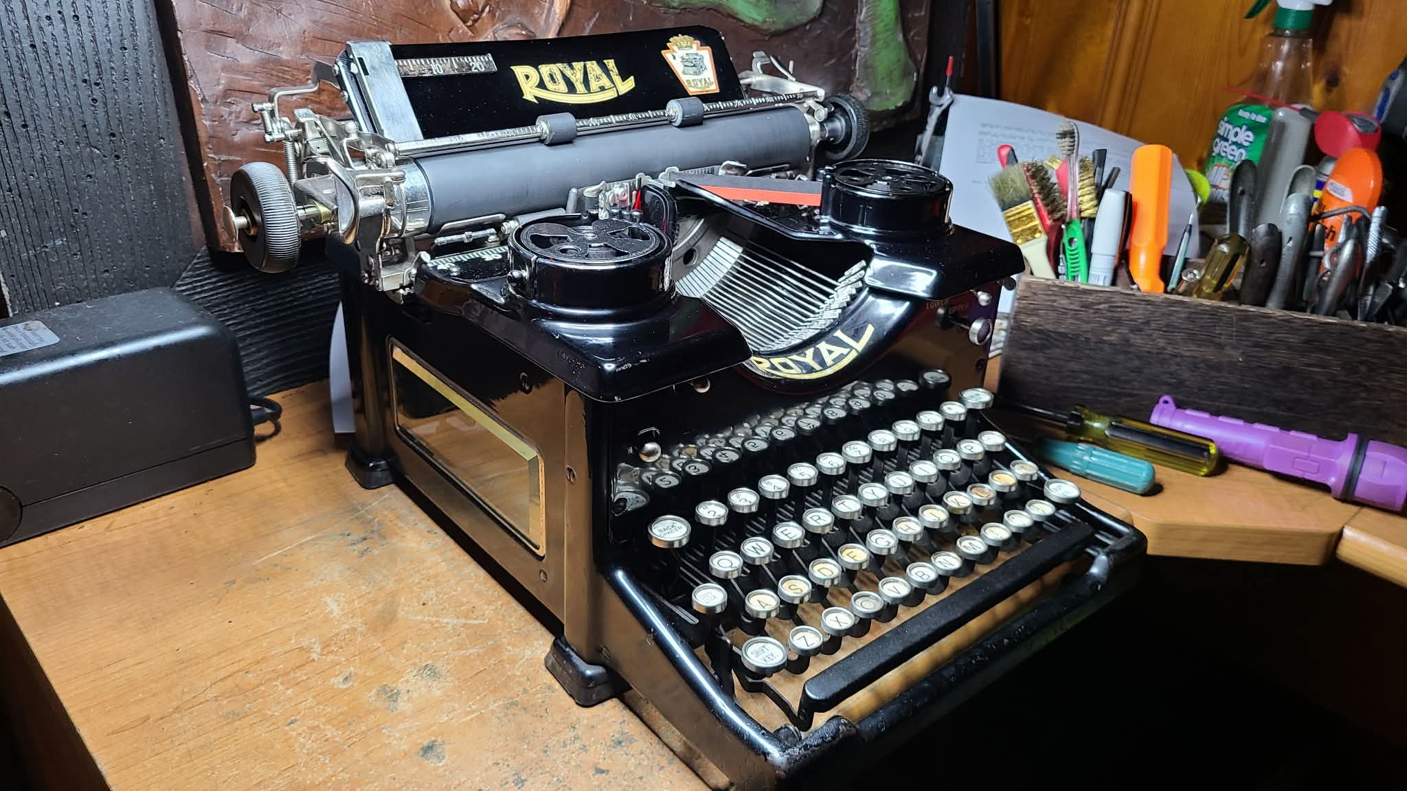 Serviced typewriter ready for use.